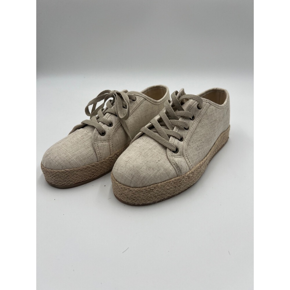 Not Rated Womens Size 10 Beige Fabric Espadrille Platform Sneakers NRSP0232-106
